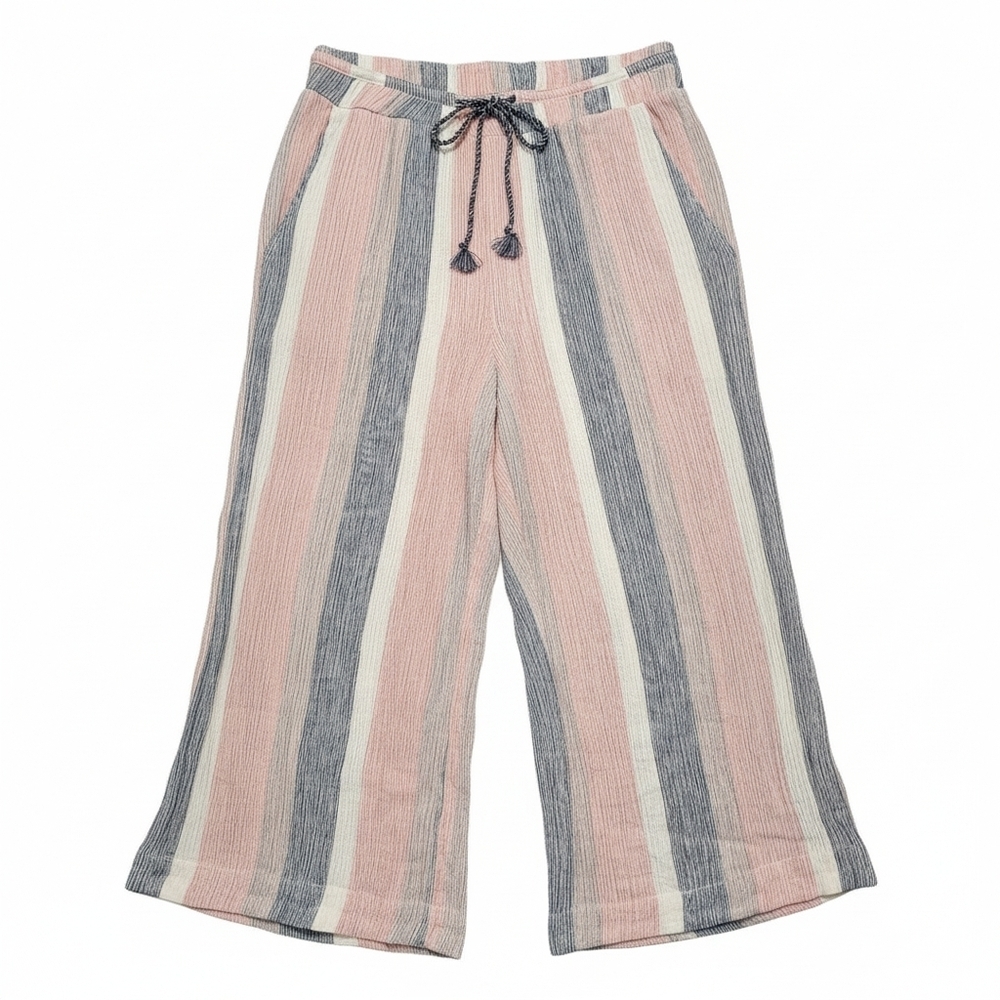 Free People Wide Leg High Rise Striped Pants